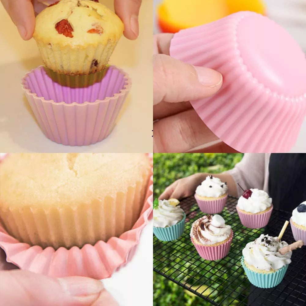 4 Pieces Silicone cupcake moulds - Non-stick and BPA Free