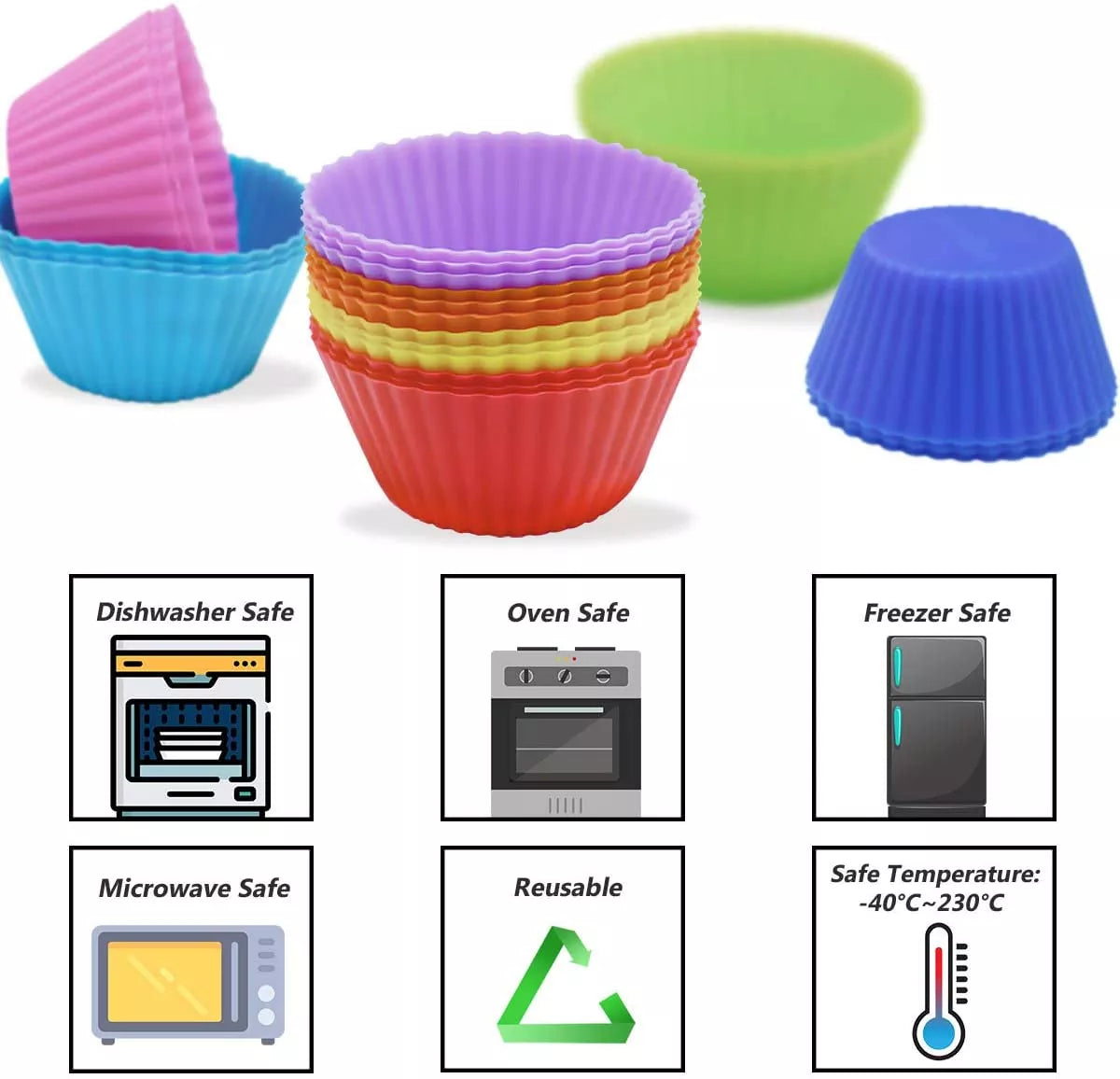 4 Pieces Silicone cupcake moulds - Non-stick and BPA Free