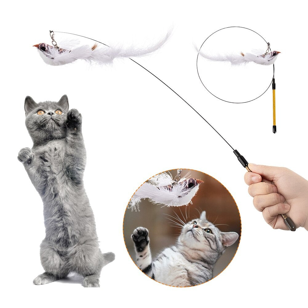 Interactive Bird Simulation Funny Cat Toy with Bell