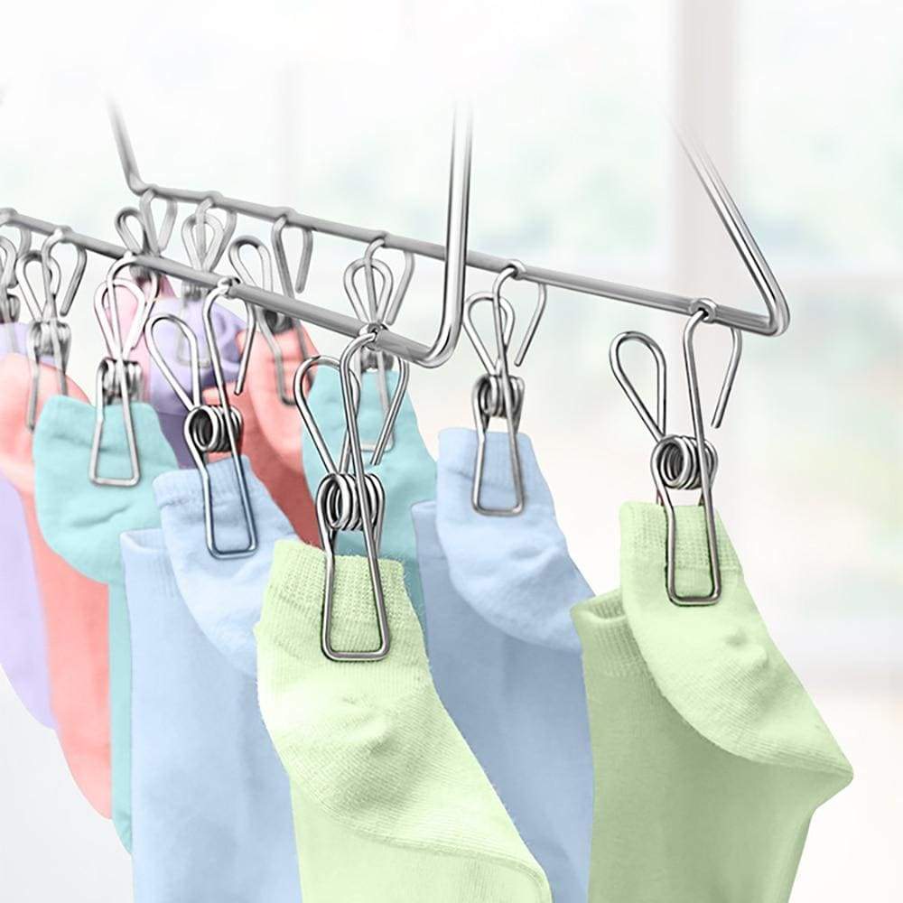 Stainless Steel Clothes Pegs - Laundry Hanging Clothesline Clips/Pegs (x20)