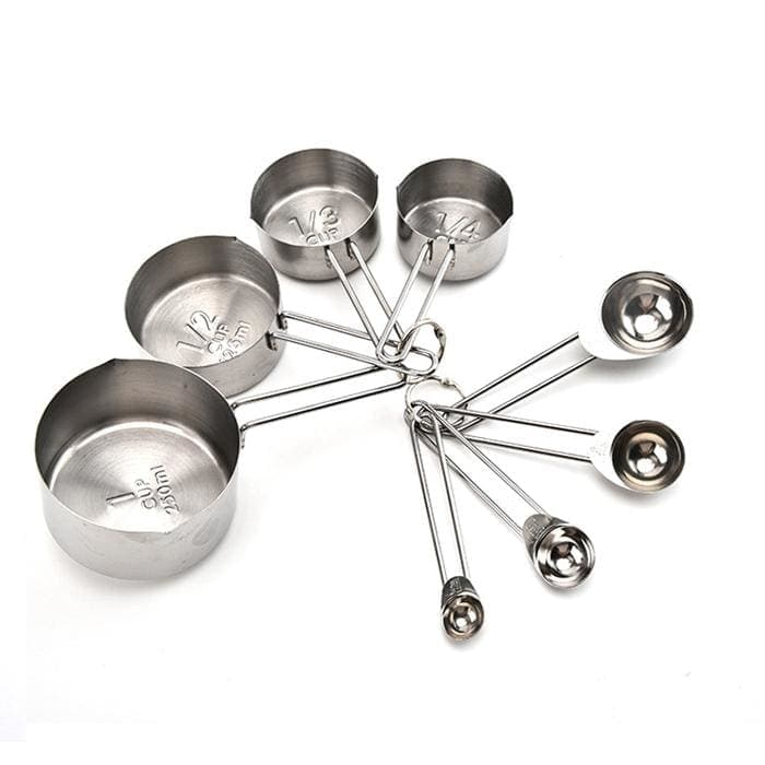 Stainless Steel Measuring Cups And Spoons Set Of 8 
