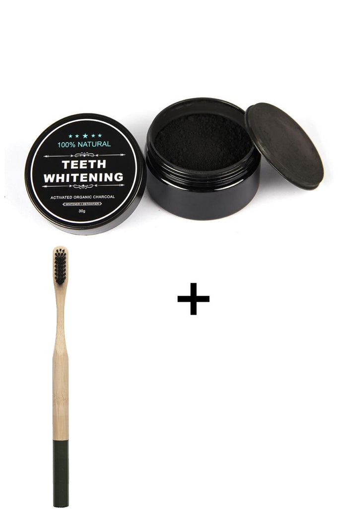 Teeth Whitening Charcoal Powder With Bamboo Toothbrush - Weloveinnov