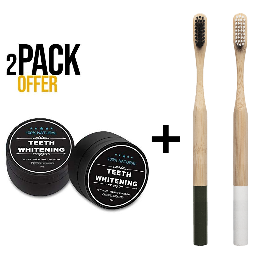 Teeth Whitening Charcoal Powder With Bamboo Toothbrush - Weloveinnov