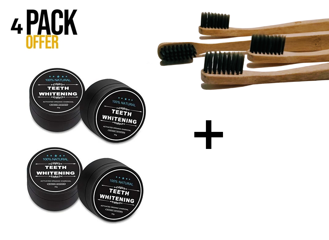 Teeth Whitening Charcoal Powder With Bamboo Toothbrush - Weloveinnov