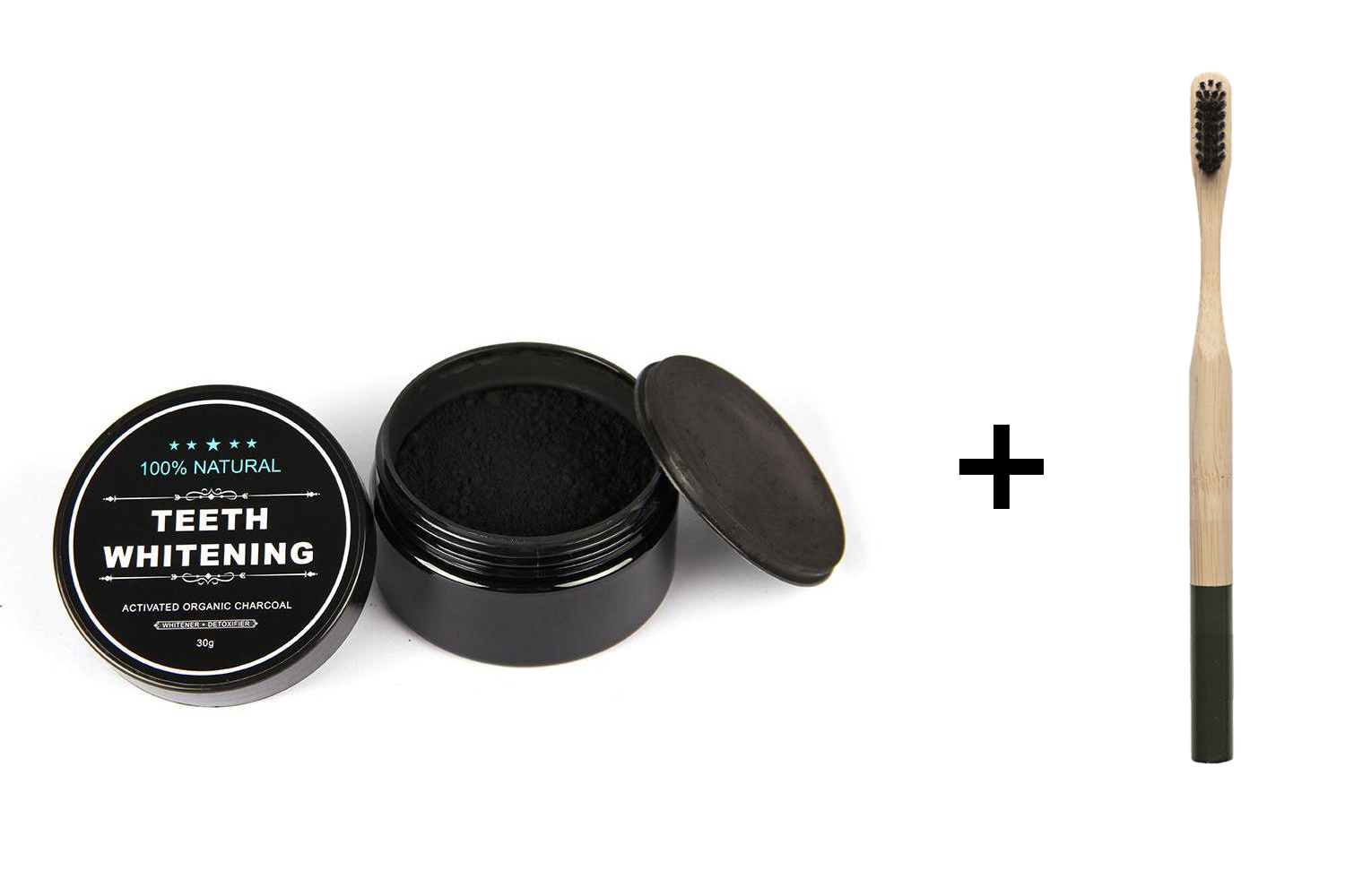 Teeth Whitening Charcoal Powder With Bamboo Toothbrush - Weloveinnov