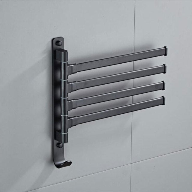 Towel Holder Matte Black Bathroom Swivel Towel Bar Space Saving Swinging Rack